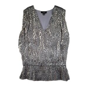 Current Air Metallic Animal Print Top Womens Small Glam Maximalism Cheetah Party